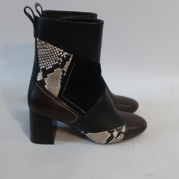 Womens See By Chloe "Tyra Patchwork" Black, Brown Suede Leather Midi Boots 39/9 - Picture 8 of 11
